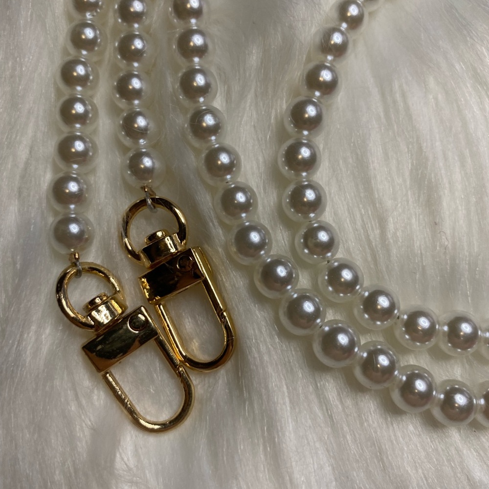 crossbody metal Chain Replacement strap gold pearl 48”
